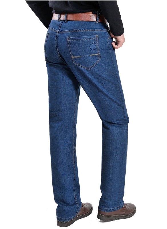 Quần jean nam trung niên giản dị Quần dài co giãn cao eo dài quần mùa xuân và mùa thu nam cotton bom mới - Quần jean quần baggy nam