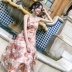 Gelunya Womens 2019 Đầm mới Thời trang Eo Eo Thêu Váy Halter Váy Sexy Midi - Váy eo cao