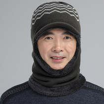 Hat Mens winter warm plus velvet thickened scarf hooded middle-aged and elderly people riding a cold-proof one-piece hat ear protection
