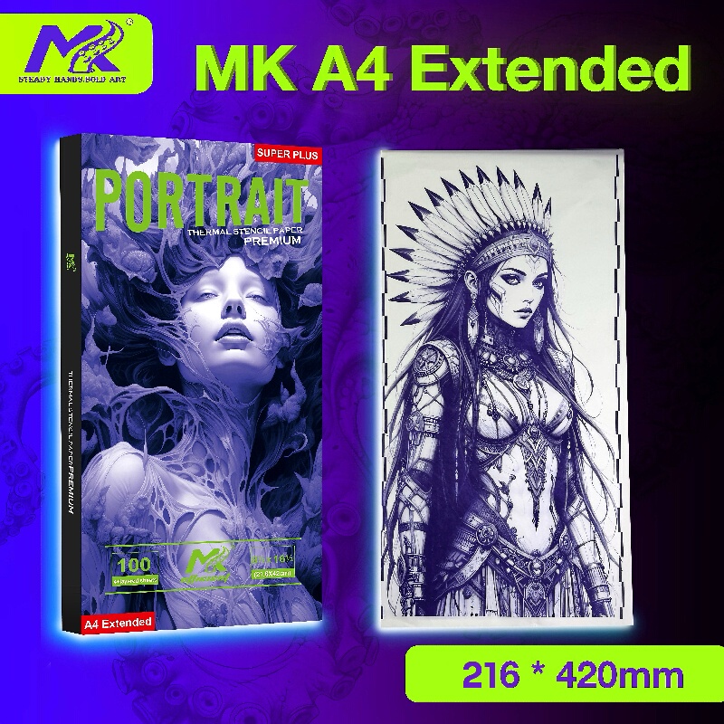 Mk Tattoo Transfer Paper A4 Extended Lengthened Tattoo Printing Special Upgraded Easy-To-Tear Ultra-Clear Scratch-Resistant 100 Sheets Mk Tattoo Transfer Paper A4 Extended Lengthened Tattoo Printing Special Upgraded Easy-To-Tear Ultra-Clear Scratch-Resistant 100 Sheets