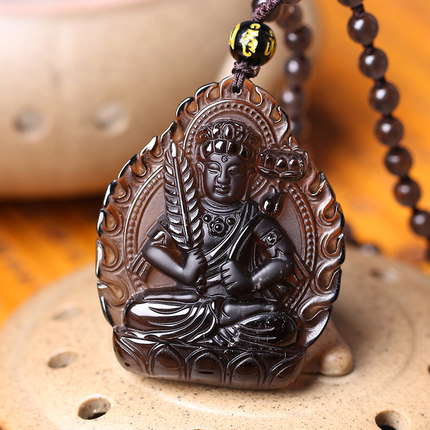 开光冰种黑曜石虚空藏菩萨生肖属牛属虎本命佛守护神吊坠