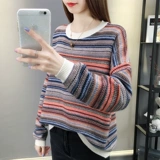 Демисезонный трикотажный свитер, оверсайз, круглый воротник