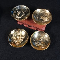 Japanese second-hand 24KGP gilt animal zodiac small bowl small plate collectible decoration ornaments