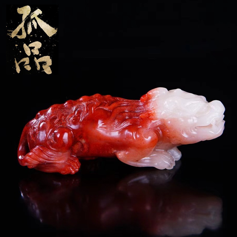 Shoushan stone ornament Tian Huangshi handle piece Bahrain chicken blood stone raw stone and Tian jade jade pendant Lao stone stone