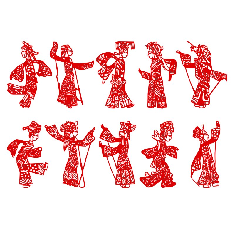 Traditional hollowed-out window flower cut paper Shaanxi PiFilm China featured handicraft kindergarten paper sticker decoration painting