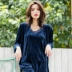 Gqueen có thể mặc một dịch vụ gia đình mùa đông mới flannel nhung nhung ba mảnh nhung vàng đồ ngủ phụ nữ mùa thu và mùa đông đồ bộ thun lạnh Bên ngoài ăn mặc