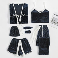 Gqueen có thể mặc một dịch vụ gia đình mùa đông mới flannel nhung nhung bảy mảnh nhung vàng phụ nữ mùa thu và mùa đông bộ mặc nhà thu đông