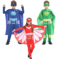 Childrens masked pajama man little hero costume cosplay Halloween cat boy cloak cape luminous mask
