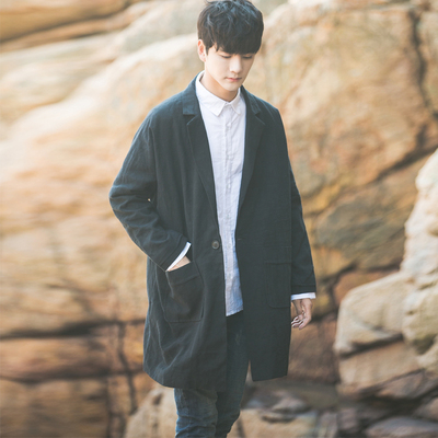 2018 mùa xuân và mùa thu mới của Hàn Quốc phiên bản của tự trồng áo gió áo giản dị trong phần dài của nam giới xu hướng mỏng đẹp trai sinh viên Áo gió