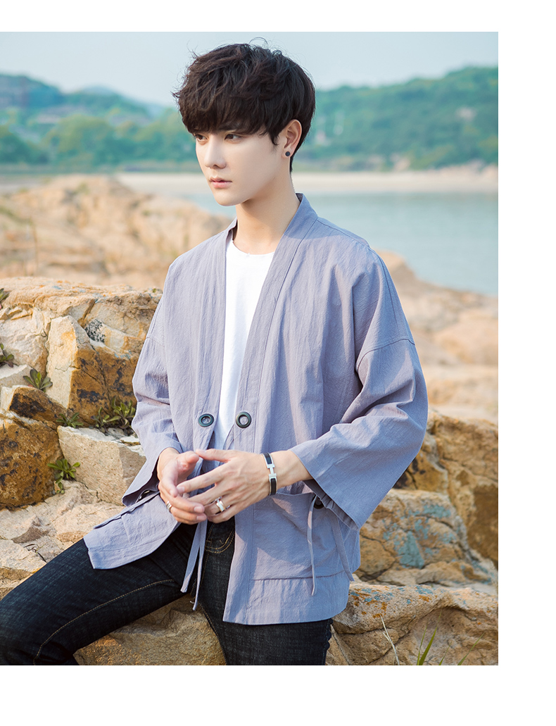 Nhật bản retro phong cách kimono robe áo gió phong cách Trung Quốc đoạn ngắn nam sinh viên bình thường Hàn Quốc phiên bản của xu hướng áo khoác mỏng áo