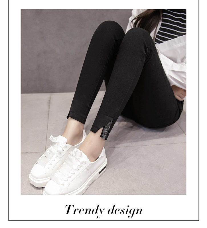 Quần legging mới 2018 mặc cho mùa thu đông của phụ nữ cộng với quần nhung cao đến chân quần bút chì cỡ lớn quần đen dày quần ngố nữ