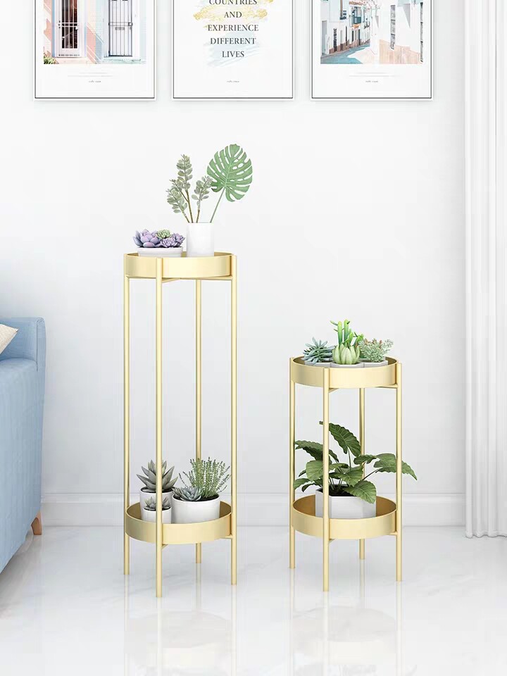 Nordic Iron Art Flower Shelf Modern Minima Flower Pot Indoor Living-room Living-ground Flower Shelf Gold Gg Potted Shelf