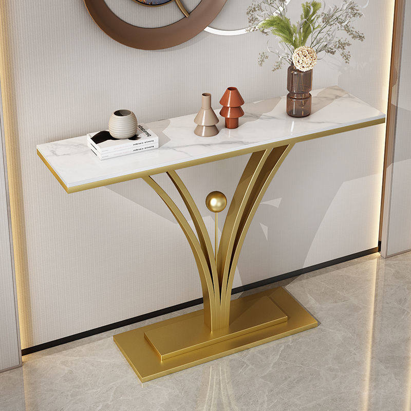 Light luxury plate basalt table modern minimal basalt cabinet entry hallway decorated by wall end terminal