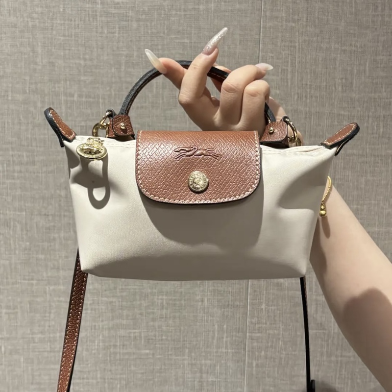 In Stock! Longchamp/Longchamp Pistachio Single-Handle Mini Dumpling Bag Paper White Pebble Backpack