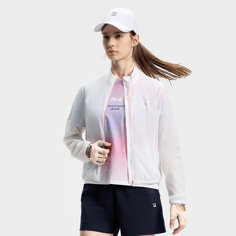 Fila Women's Summer Simple Basic Fitness Sun Protection Stand-Up Collar Woven Jacket A11W431701