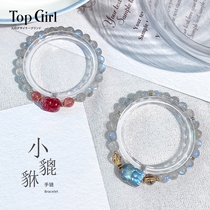 TOPGIRL Strawberry Crystal Bracelet Girls ins Blue Moonlight Stone Crystal Bracelet Mori for Girlfriend Gift
