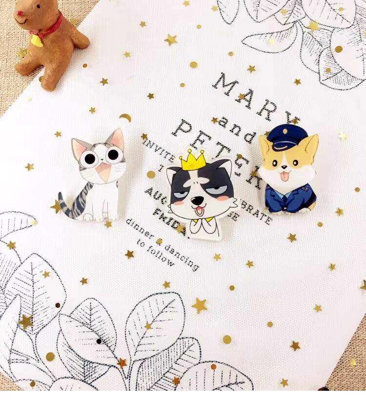 Phim hoạt hình acrylic của Nhật Bản và Hàn Quốc Trâm Kitten Smile Killer Bác cô gái Huy hiệu dễ thương Pin sinh viên cài áo