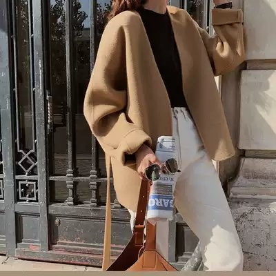claudie pasey autumn and winter French elegant Hepburn double-sided cashmere camel short female temperament woolen coat