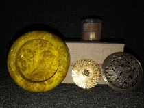 Factory direct new Golden camphor incense burner with tea set imitation copper hollow lid gasket set combination gift box