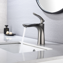Nordic Full Copper Gun Grey Bath Cabinet Toilet Face Basin Terrace Washbasin Tap Hot And Cold Black Tap