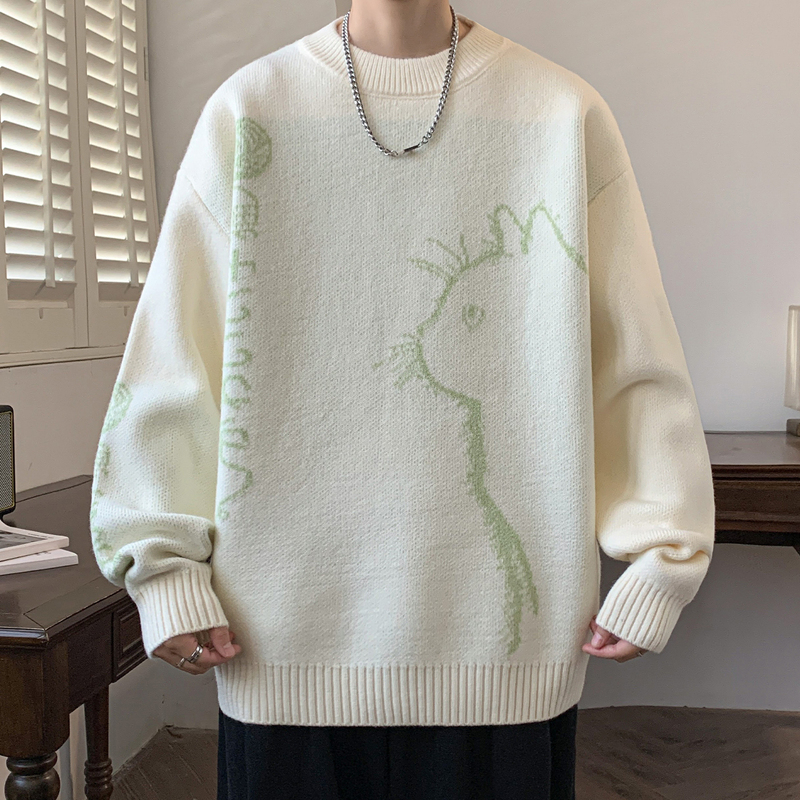 Men's Sweater for Autumn and Winter, High-End Cat Knitwear, Loose and Stylish, Student Knitwear, Youth Sweater Top