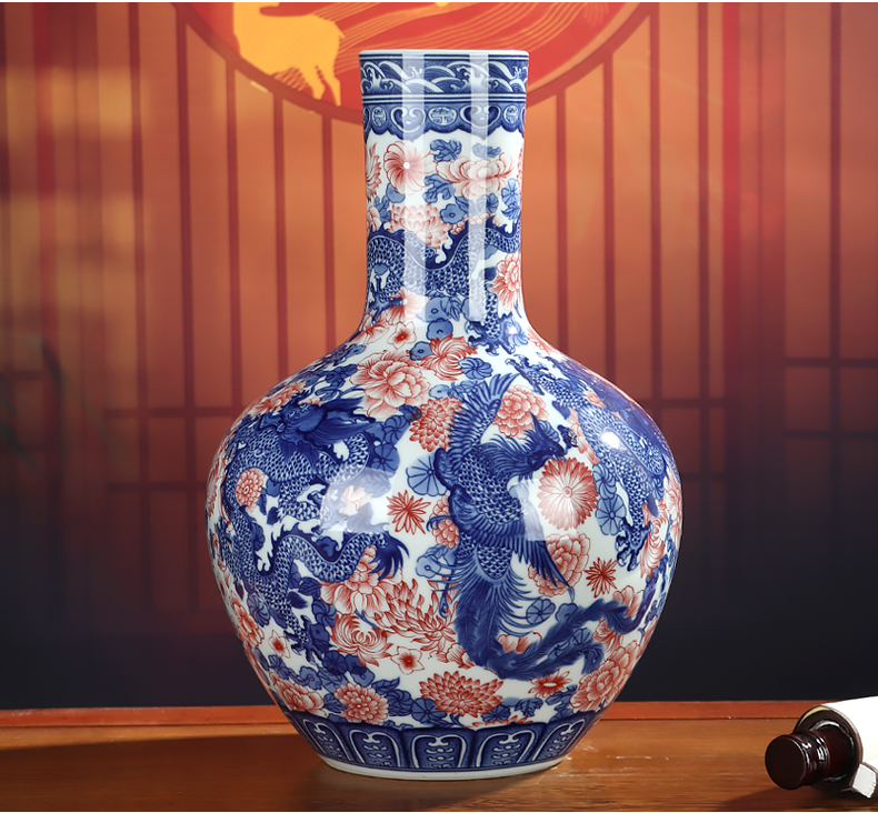 "Dragon" blue and white porcelain of jingdezhen ceramics, vases, flower arranging furnishing articles archaize home little sitting room adornment porcelain