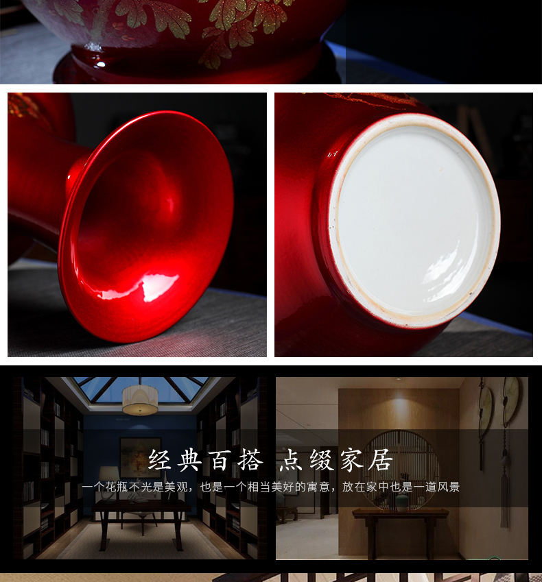 Furnishing articles of sitting room color glaze vase large landing jingdezhen ceramics flower arranging Chinese style household decorative arts and crafts