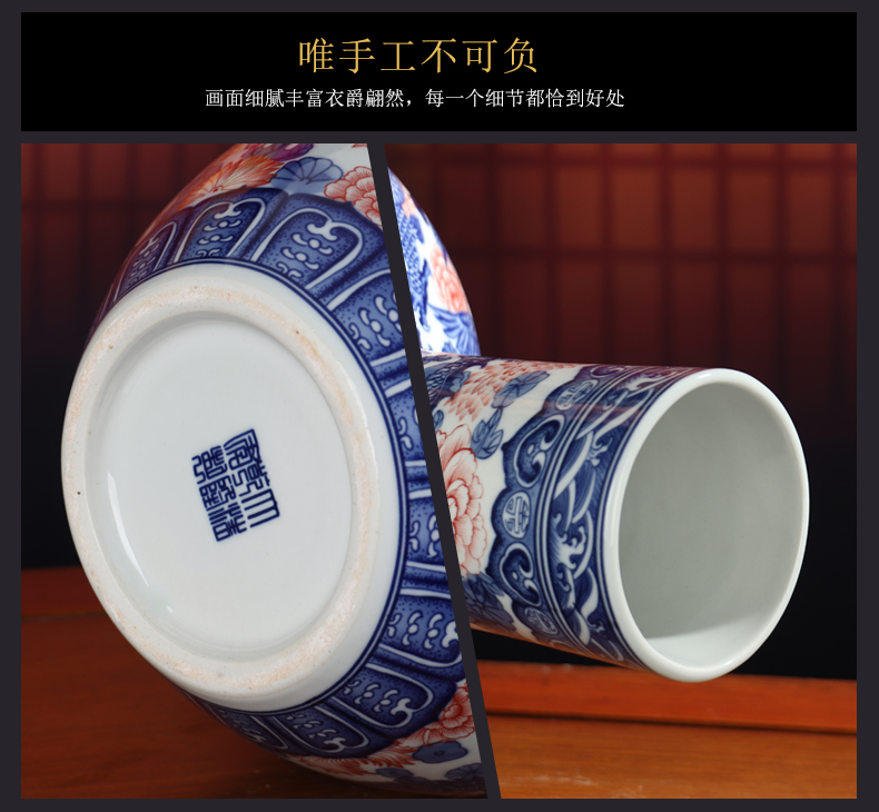 Youligong of blue and white porcelain vase furnishing articles of jingdezhen ceramic Chinese dragon flower arrangement sitting room decoration crafts antique bottles