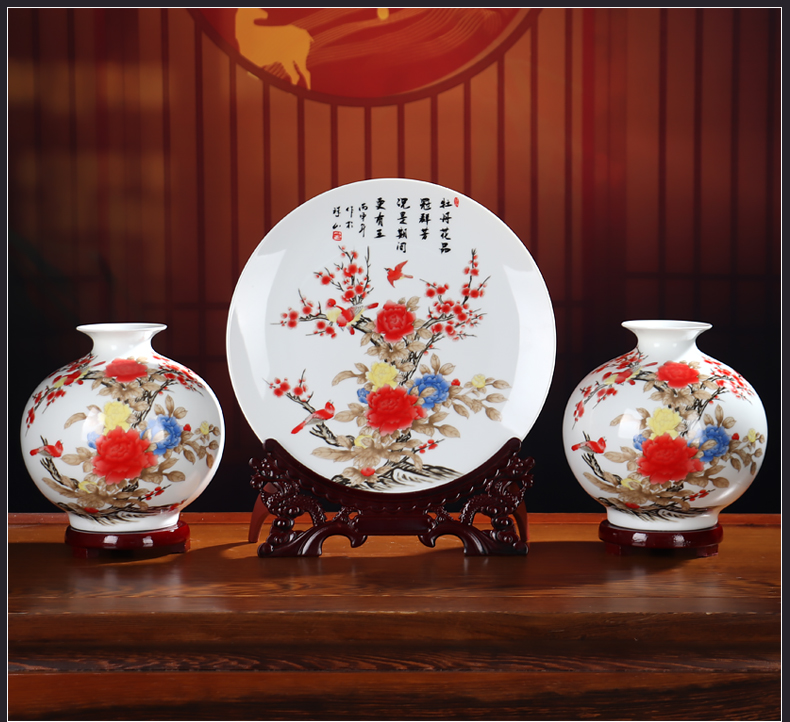 The New three - piece vase furnishing articles dried flower flower arranging jingdezhen ceramic Chinese style household office sitting room adornment