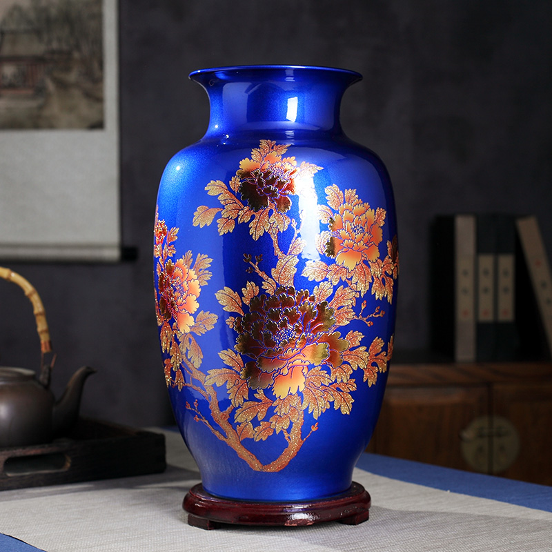 Jingdezhen ceramics vase furnishing articles household crystalline glaze sitting room adornment dried flower flower arranging Chinese arts and crafts