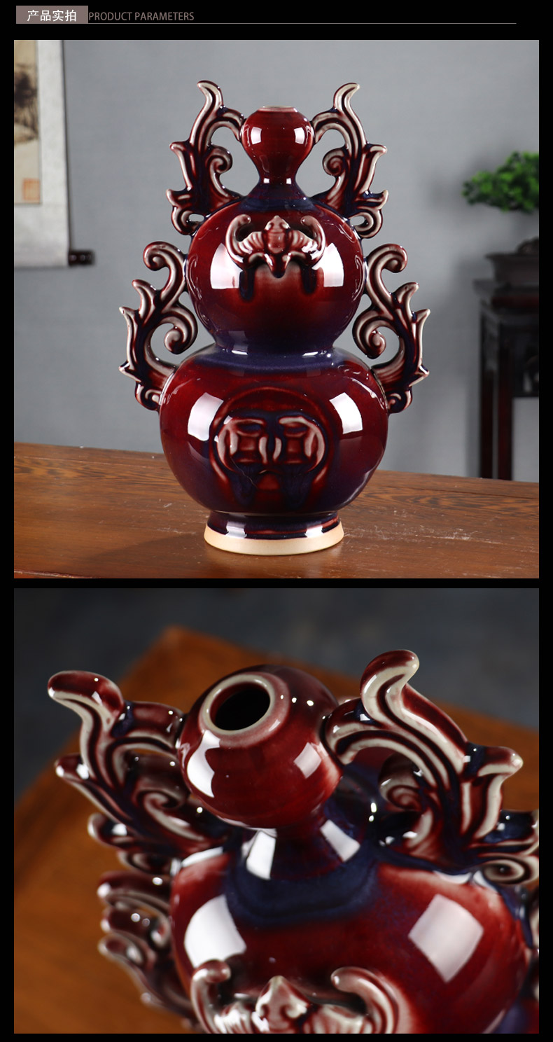 Red bottle gourd jun porcelain of jingdezhen ceramics archaize sitting room home rich ancient frame porch decoration handicraft furnishing articles