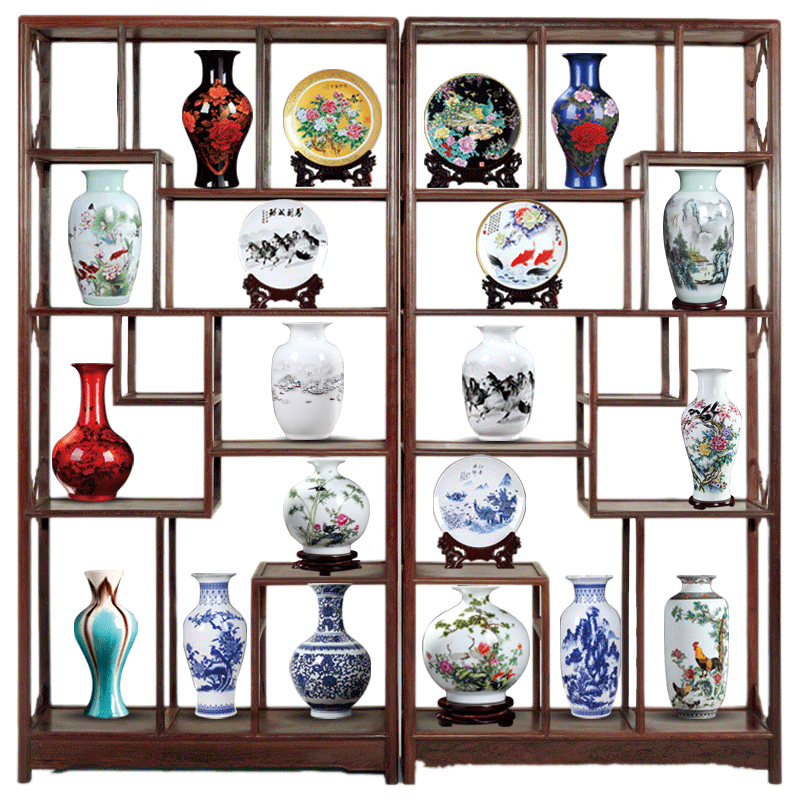 Rich ancient frame furnishing articles of jingdezhen ceramics dried flower vases, flower arrangement sitting room of modern Chinese style small decorative bottle handicraft