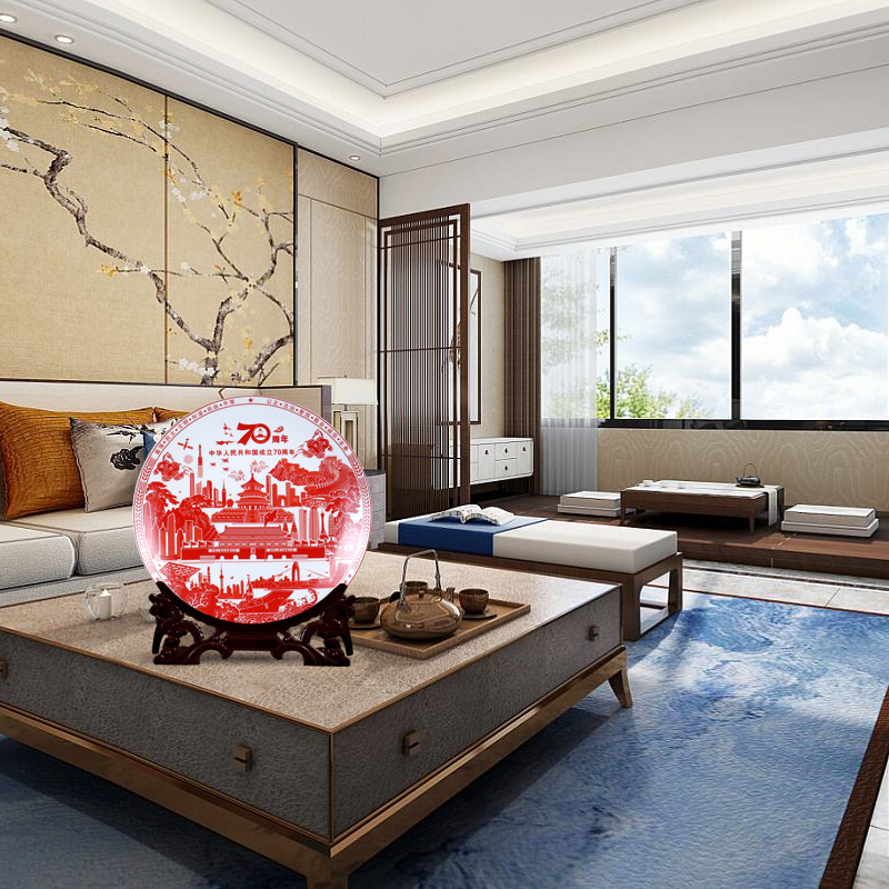 Anniversary ipads porcelain decorative plate of jingdezhen ceramics furnishing articles by disc hanging dish TV ark, rich ancient frame sitting room decoration