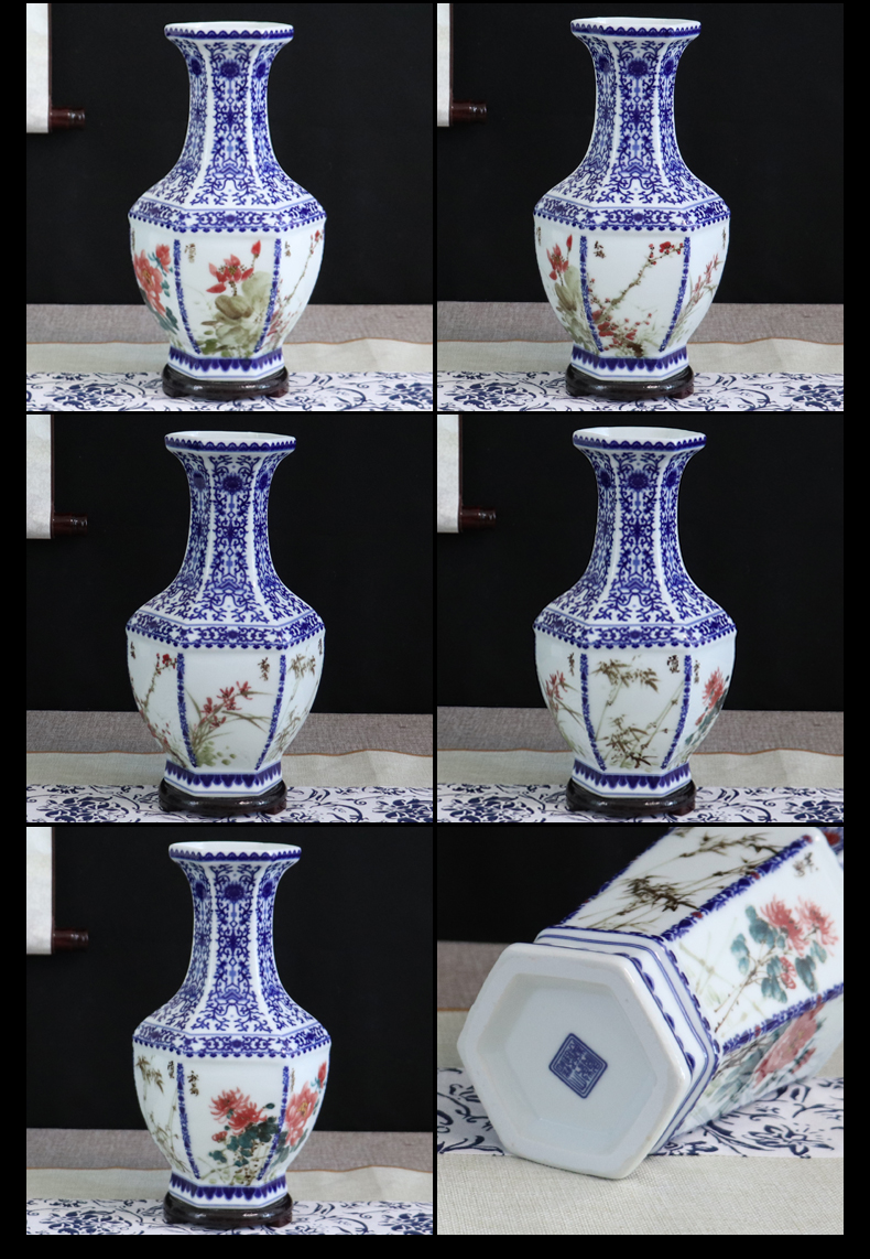 Hand - made by patterns of blue and white porcelain jingdezhen ceramics vase furnishing articles dried flower arranging flowers sitting room decoration