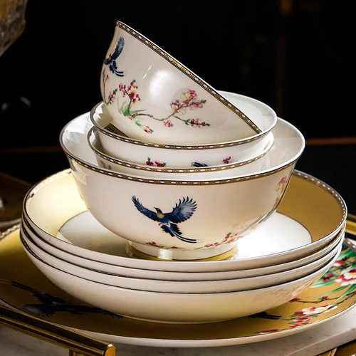 Комплект для домашнего использования, керамическая фарфоровая высококлассная посуда, европейский стиль, китайский стиль, легкий роскошный стиль