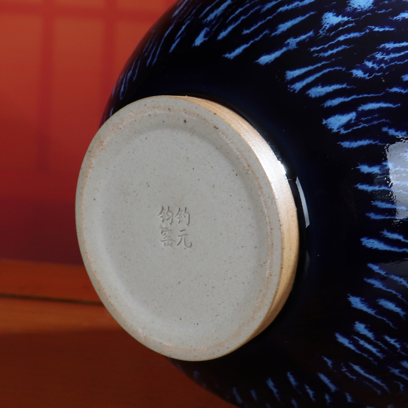 Color glaze blue vase furnishing articles sitting room office dry flower decoration of Chinese style household flower arranging jingdezhen ceramics