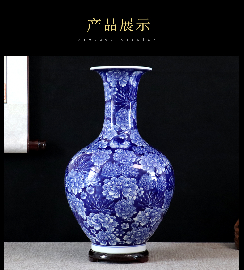 Blue and white porcelain of jingdezhen ceramics vase archaize furnishing articles dried flower arranging flowers sitting room adornment design desktop counter