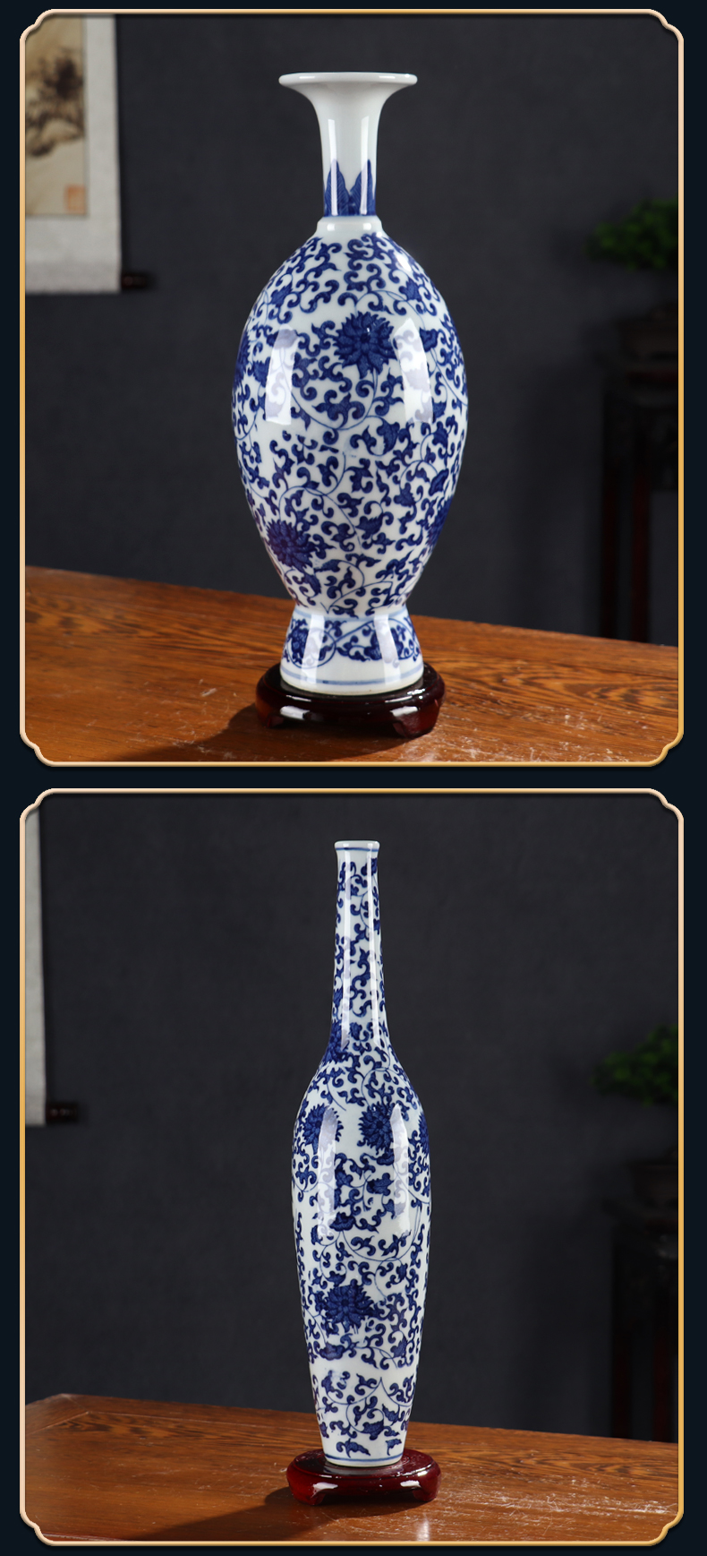 Combination of blue and white porcelain vase furnishing articles flower arranging archaize sitting room adornment Chinese jingdezhen ceramics high landscape model