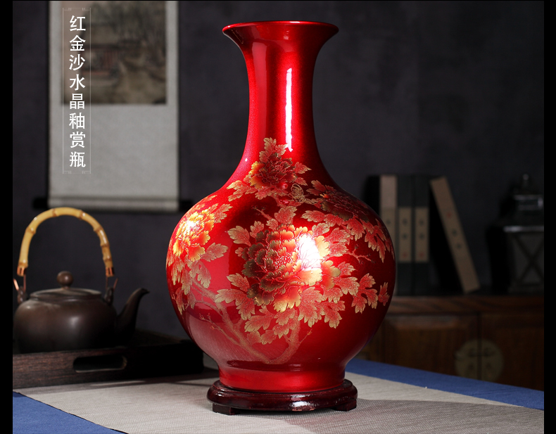 Jingdezhen ceramics vase furnishing articles sitting room dry flower arranging flowers modern TV cabinet rich ancient frame decorative arts and crafts