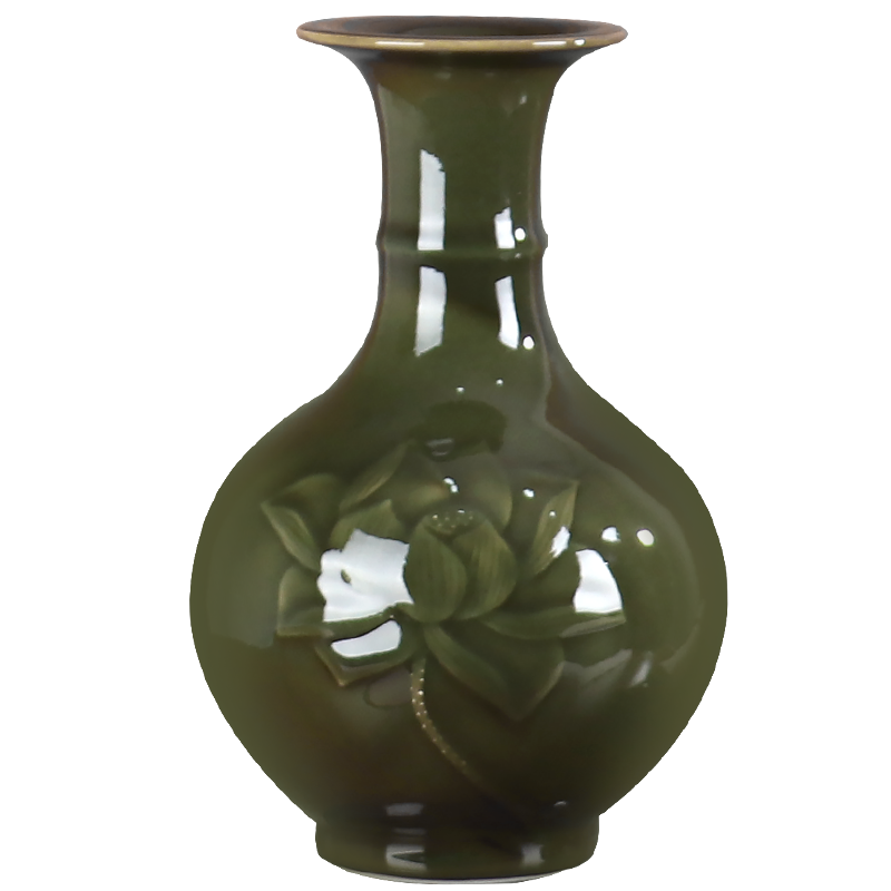 Longquan celadon vase furnishing articles of jingdezhen ceramic flower arrangement sitting room antique Ming and the qing dynasties glaze TV ark, decorative arts and crafts
