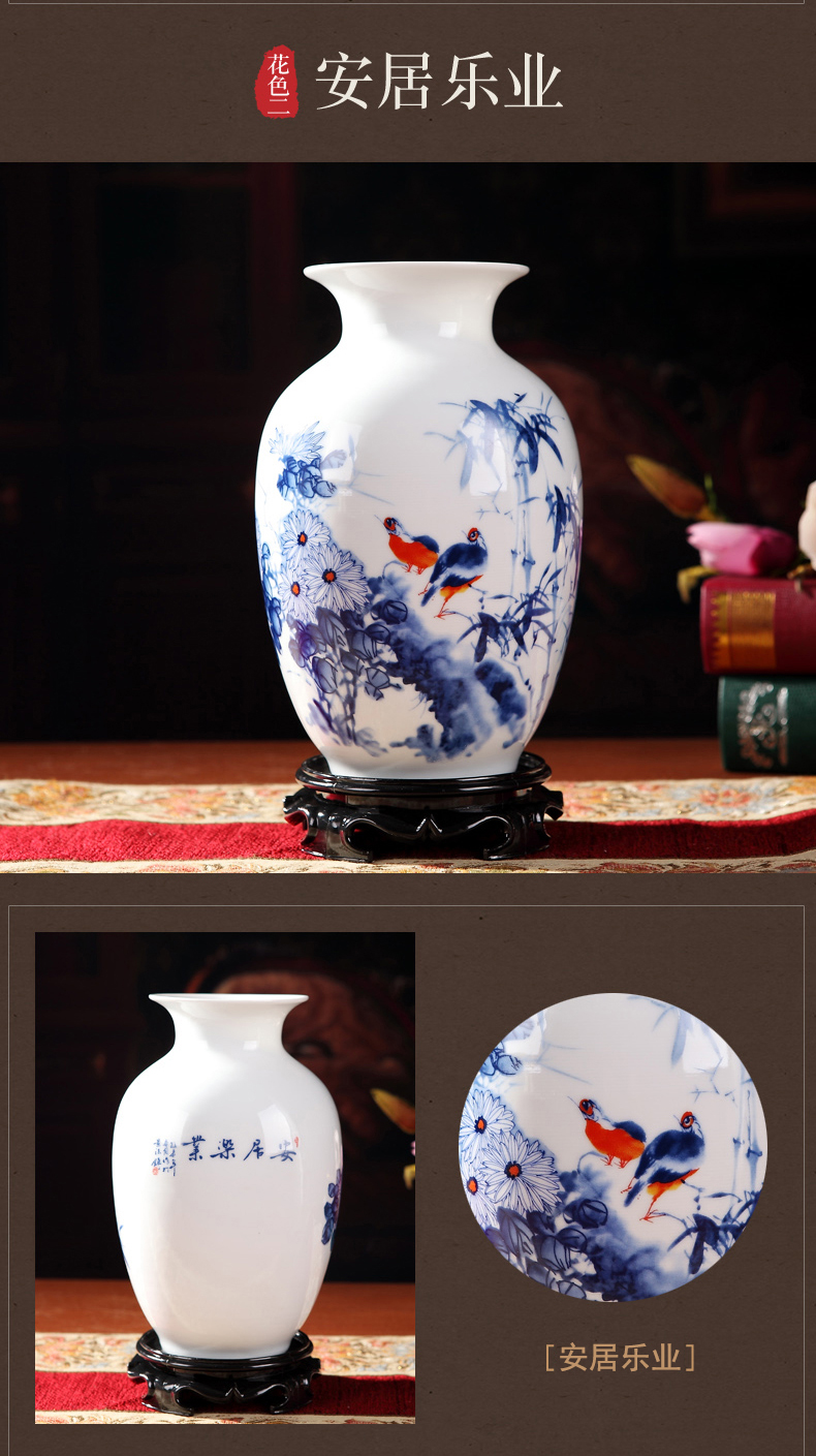 Jingdezhen ceramics floret bottle furnishing articles dried flower arranging flowers sitting room lucky bamboo Chinese blue and white porcelain decorative arts and crafts