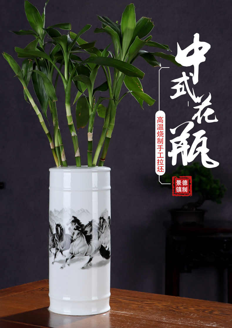 New product success lucky bamboo vase hydroponic jingdezhen ceramics sitting room place flower arranging Chinese style decoration