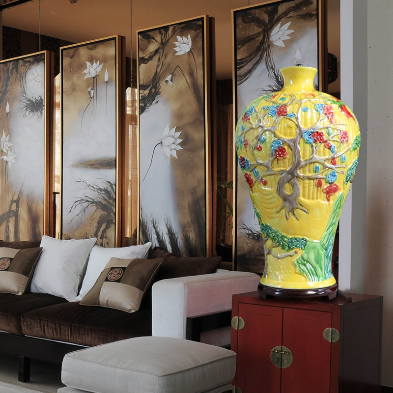 Anaglyph hand - made vases, jingdezhen ceramics craft furnishing articles dried flower arranging flowers sitting room adornment handicraft decoration