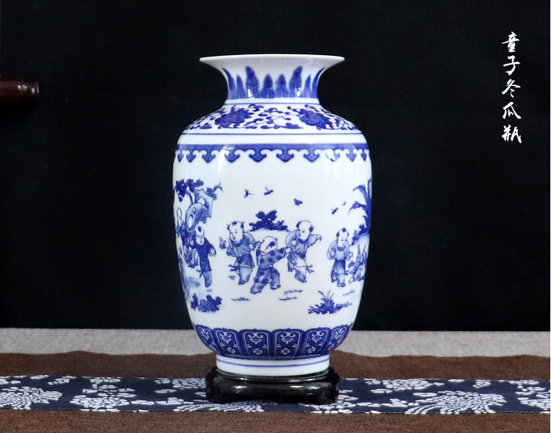 Blue and white porcelain vase furnishing articles flower arranging archaize little sitting room decoration of new Chinese style flower implement of jingdezhen ceramics