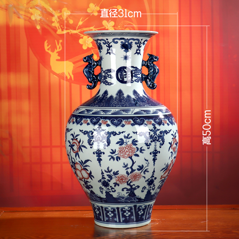 Landing a large blue and white porcelain vase archaize home sitting room flower adornment handicraft furnishing articles of jingdezhen ceramics