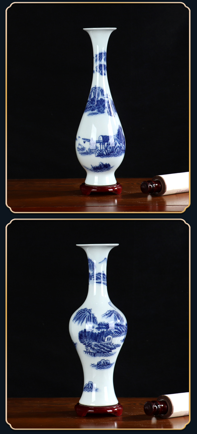 Blue and white porcelain vase furnishing articles sitting room flower arranging contracted and I high model of archaize of jingdezhen ceramics craft ornaments