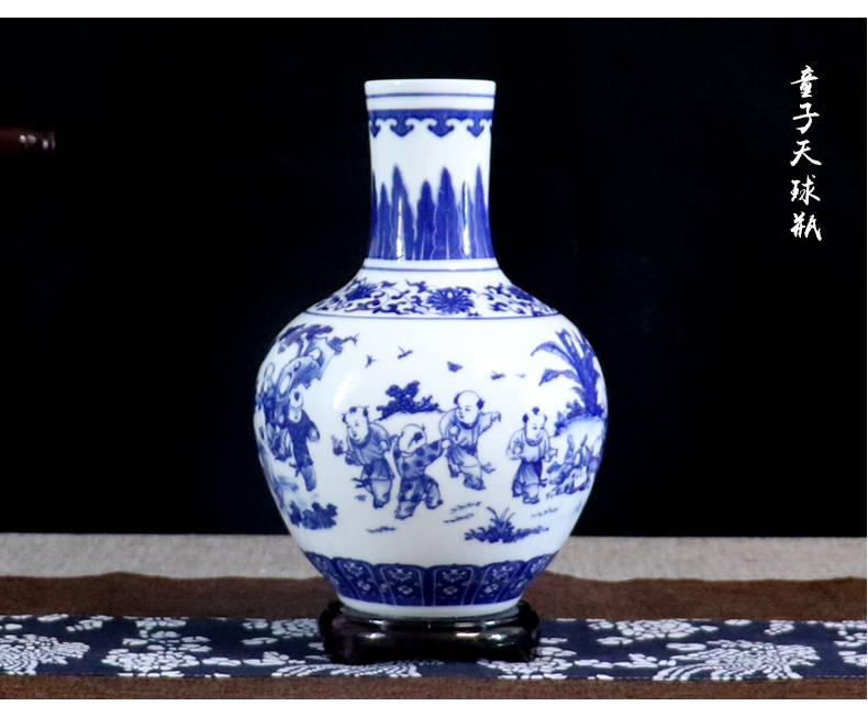 Blue and white porcelain vase furnishing articles flower arranging archaize little sitting room decoration of new Chinese style flower implement of jingdezhen ceramics