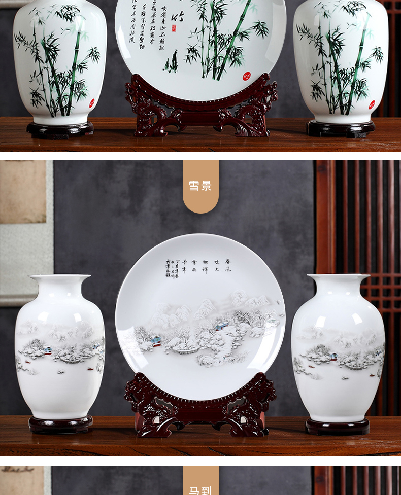 Three - piece suit of blue and white porcelain vase furnishing articles of jingdezhen ceramics handicraft decoration home wine ark, adornment the living room