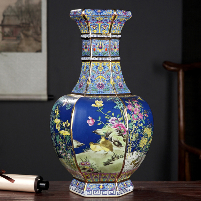 Jingdezhen ceramics antique vase imitation qianlong year classical furnishing articles flower arrangement sitting room adornment handicraft