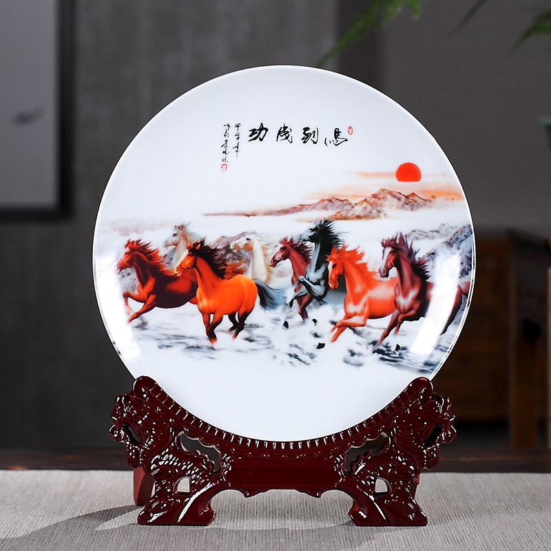 Success ceramic decorative plates home rich ancient frame decoration wine cabinet office furnishing articles household handicraft sitting room